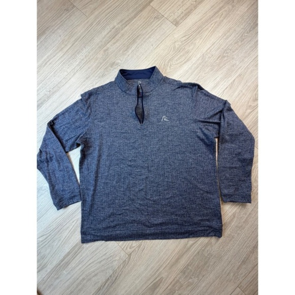 Rhoback Mens XL Quarter Zip Pullover Navy Herringbone Performance FA23_1_MQZP